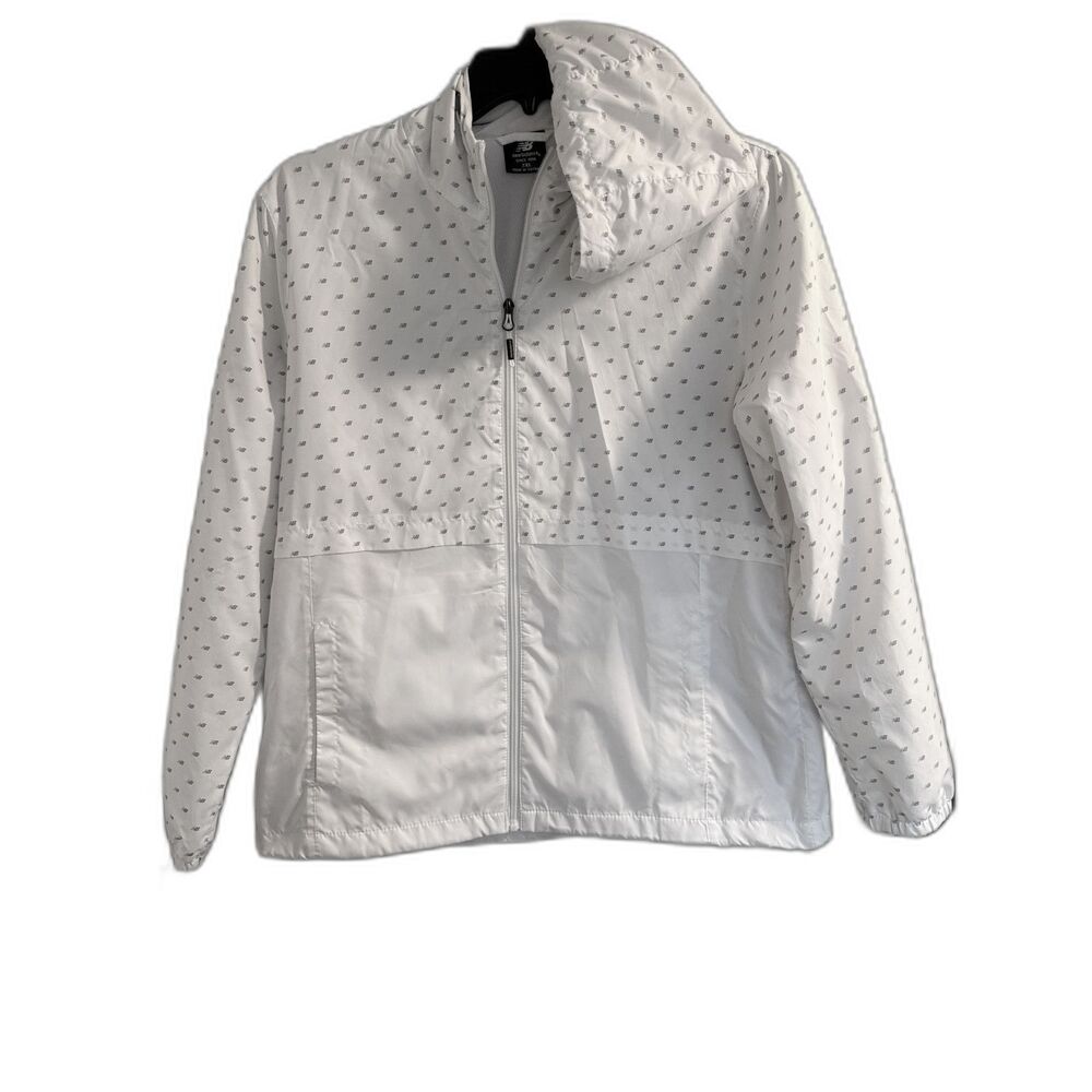 New Balance White Monogram Logo‎ Windbreaker Hoodie Jacket 2XL